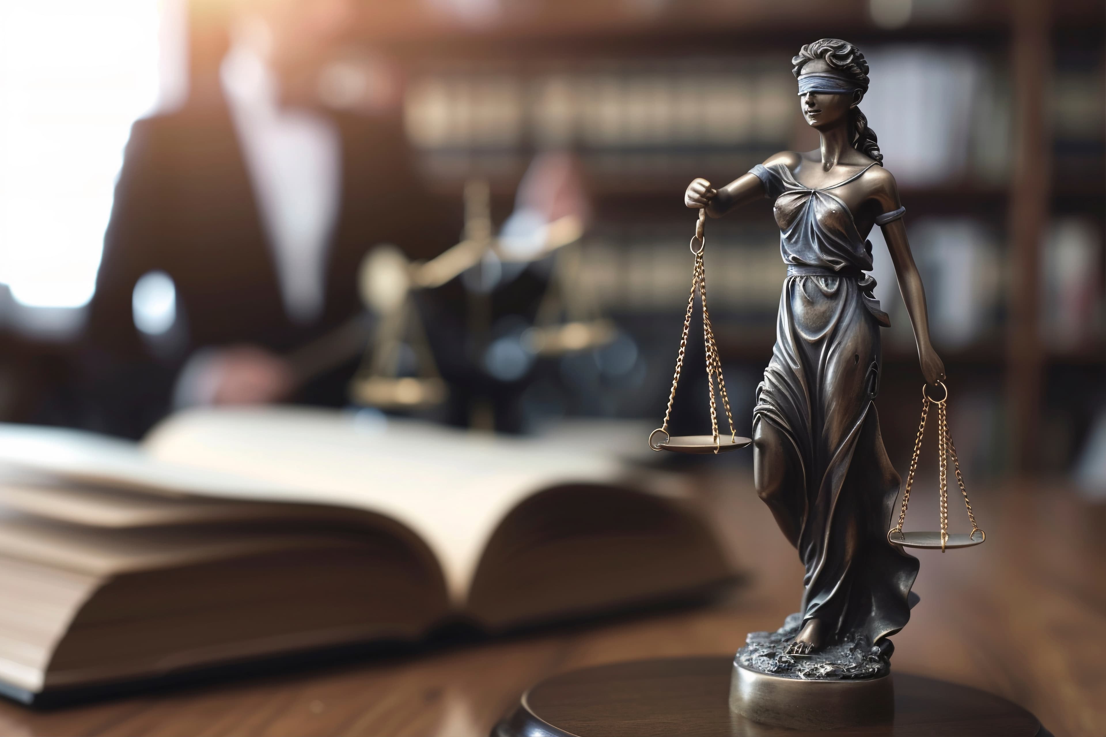 Estátua da Justiça num escritório de advocacia